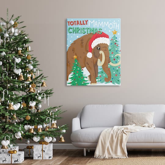 Stupell Industries Totally Mammoth Christmas Scene Canvas Wall Art